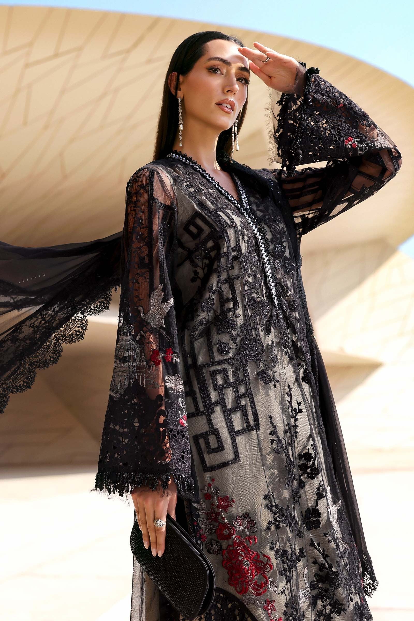 7-B I 3 Piece Unstitched Embroidered Jacquard Lawn Suit I MARIA.B. Secondary image
