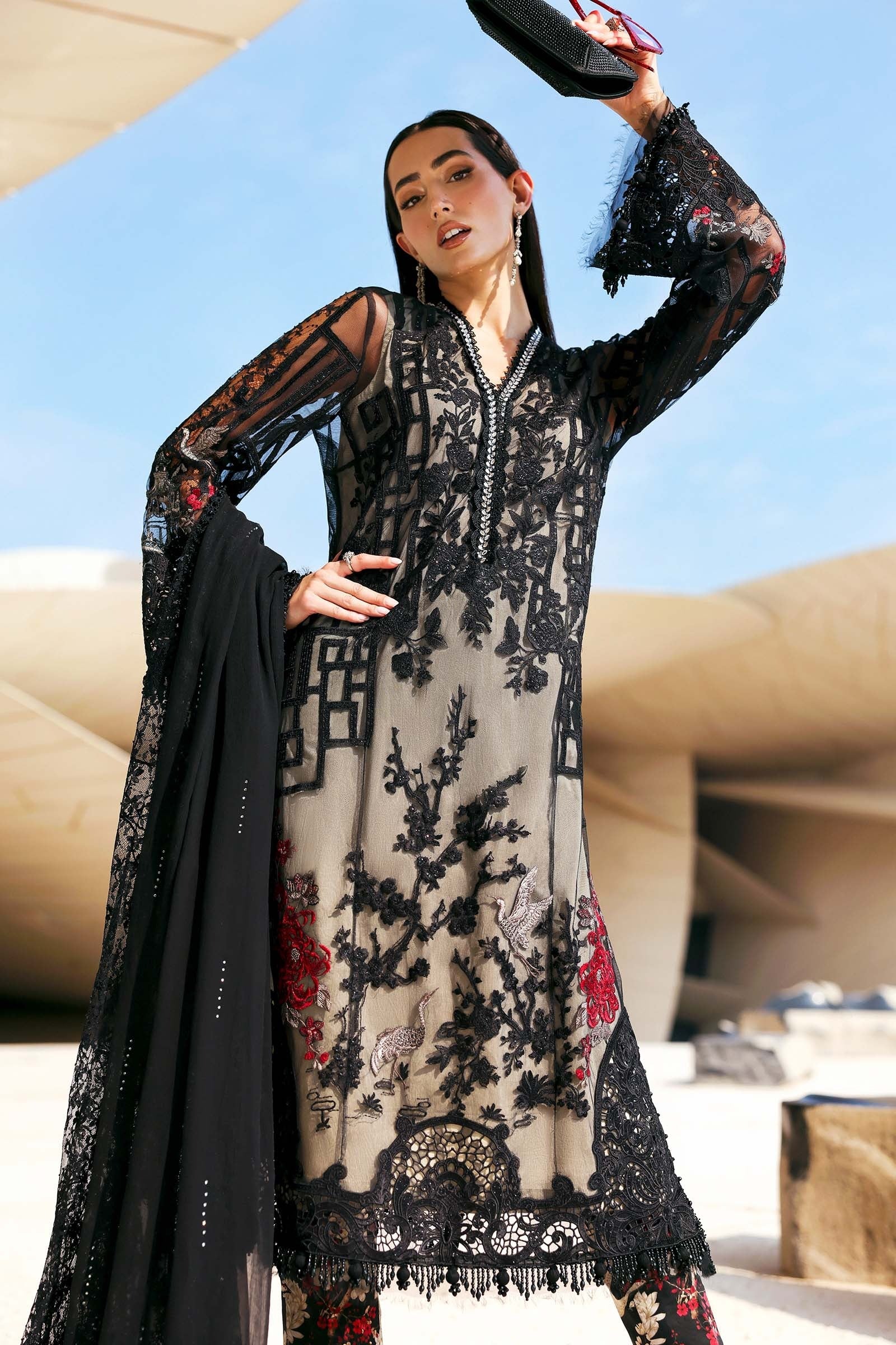 7-B I 3 Piece Unstitched Embroidered Jacquard Lawn Suit I MARIA.B.