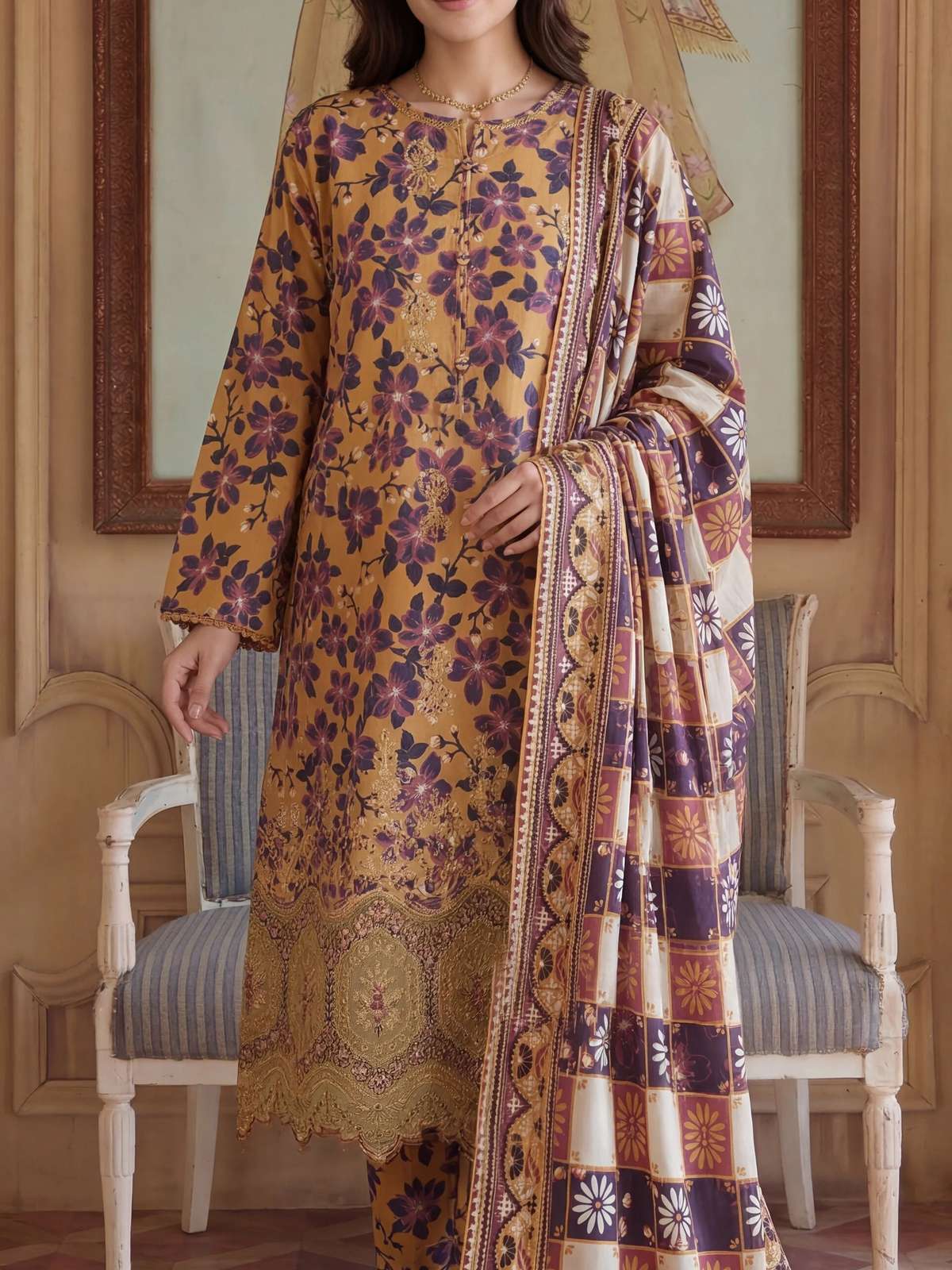 MAHAY - Festive Lawn Print Embroidered Collection | Dressline Main image