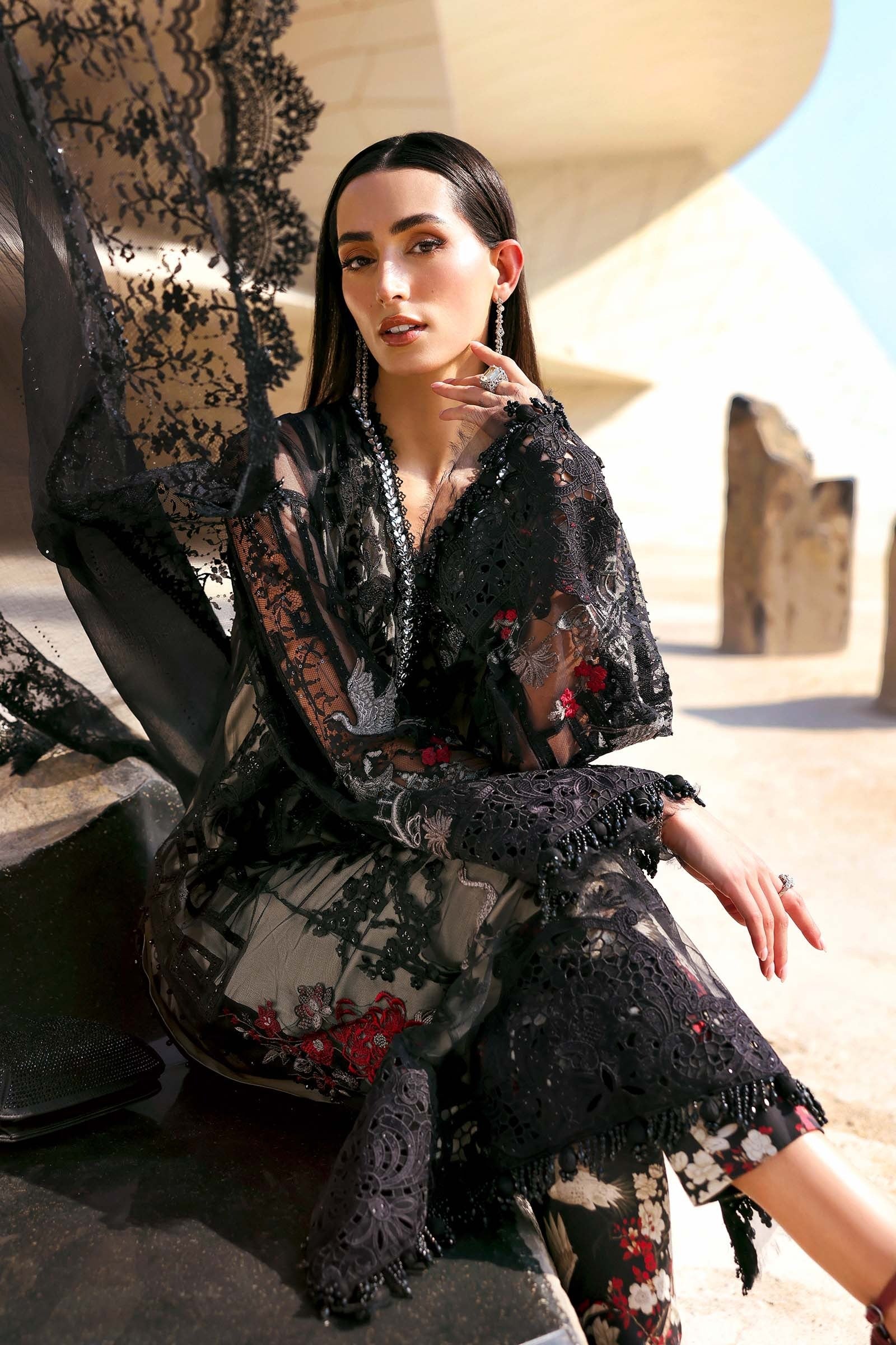 7-B I 3 Piece Unstitched Embroidered Jacquard Lawn Suit I MARIA.B.