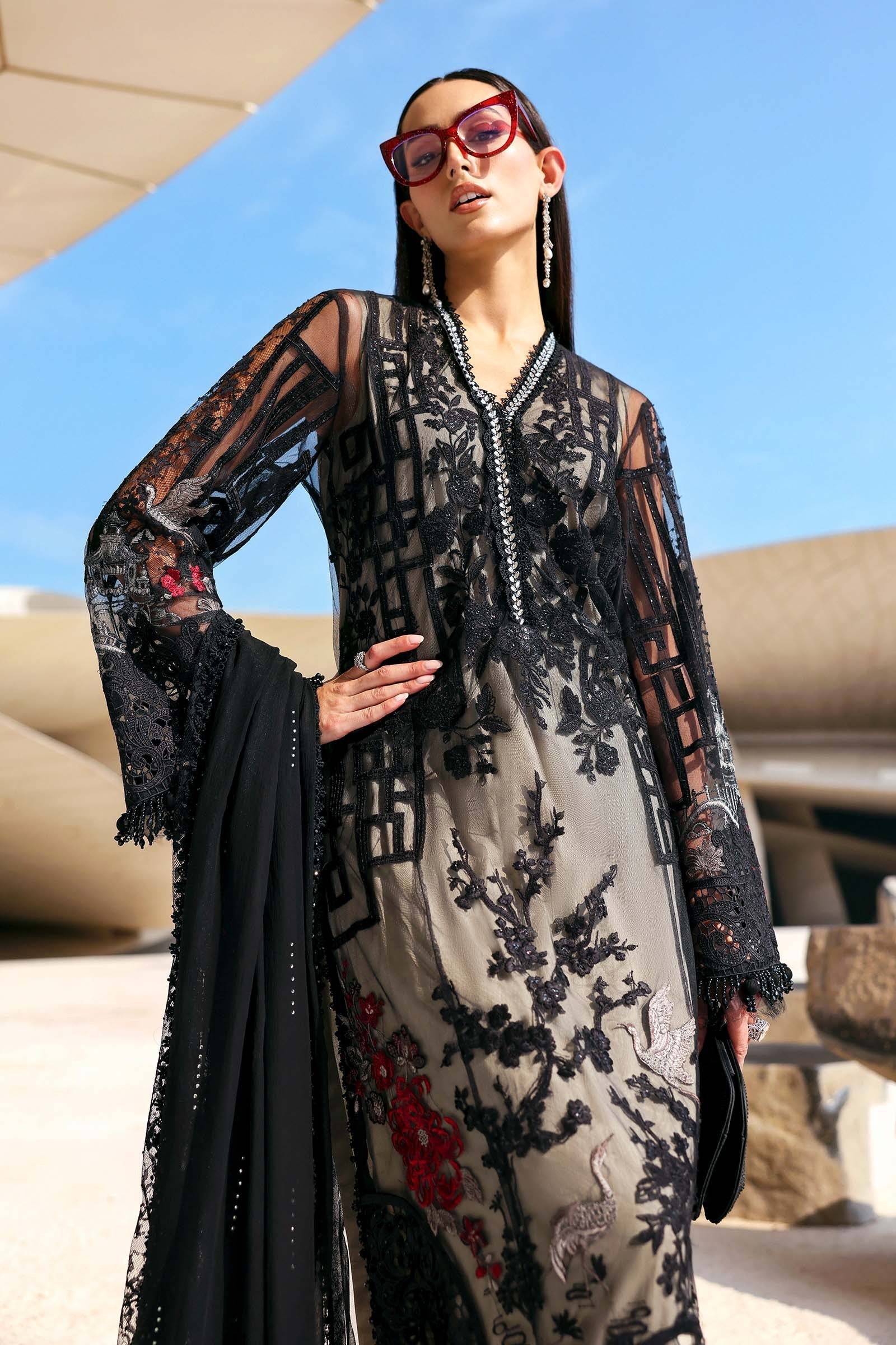 7-B I 3 Piece Unstitched Embroidered Jacquard Lawn Suit I MARIA.B.