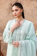 MISTY MINT-3PC EMBROIDERED LAWN SUIT I EID LAWN '26 I Cross Stitch