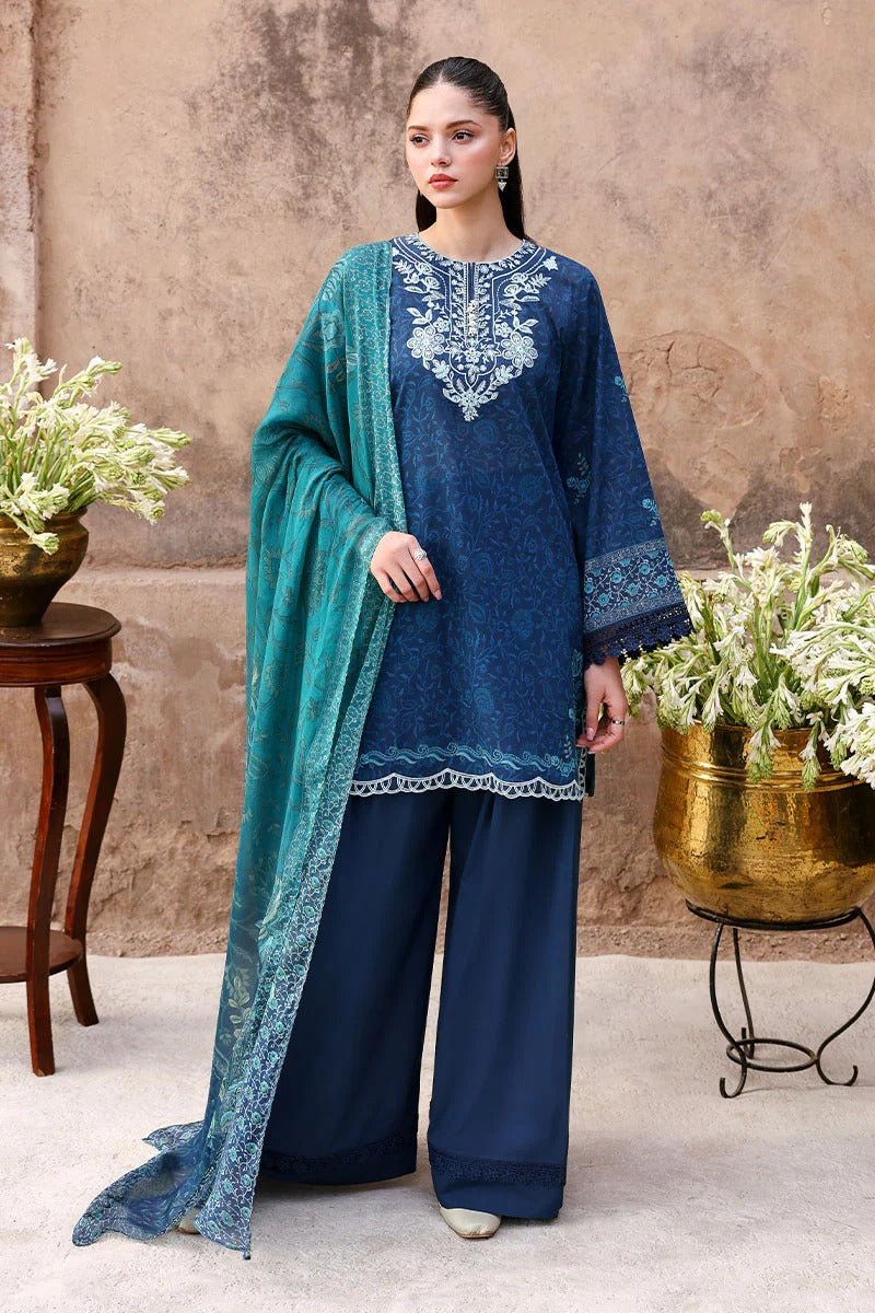 PRUSSIAN WAVES-3PC PRINTED LAWN SUIT I EID LAWN '26 I Cross Stitch Main image
