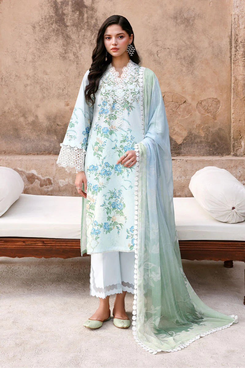 SEAFOAM TREASURE-3PC PRINTED LAWN SUIT I EID LAWN '26 I Cross Stitch