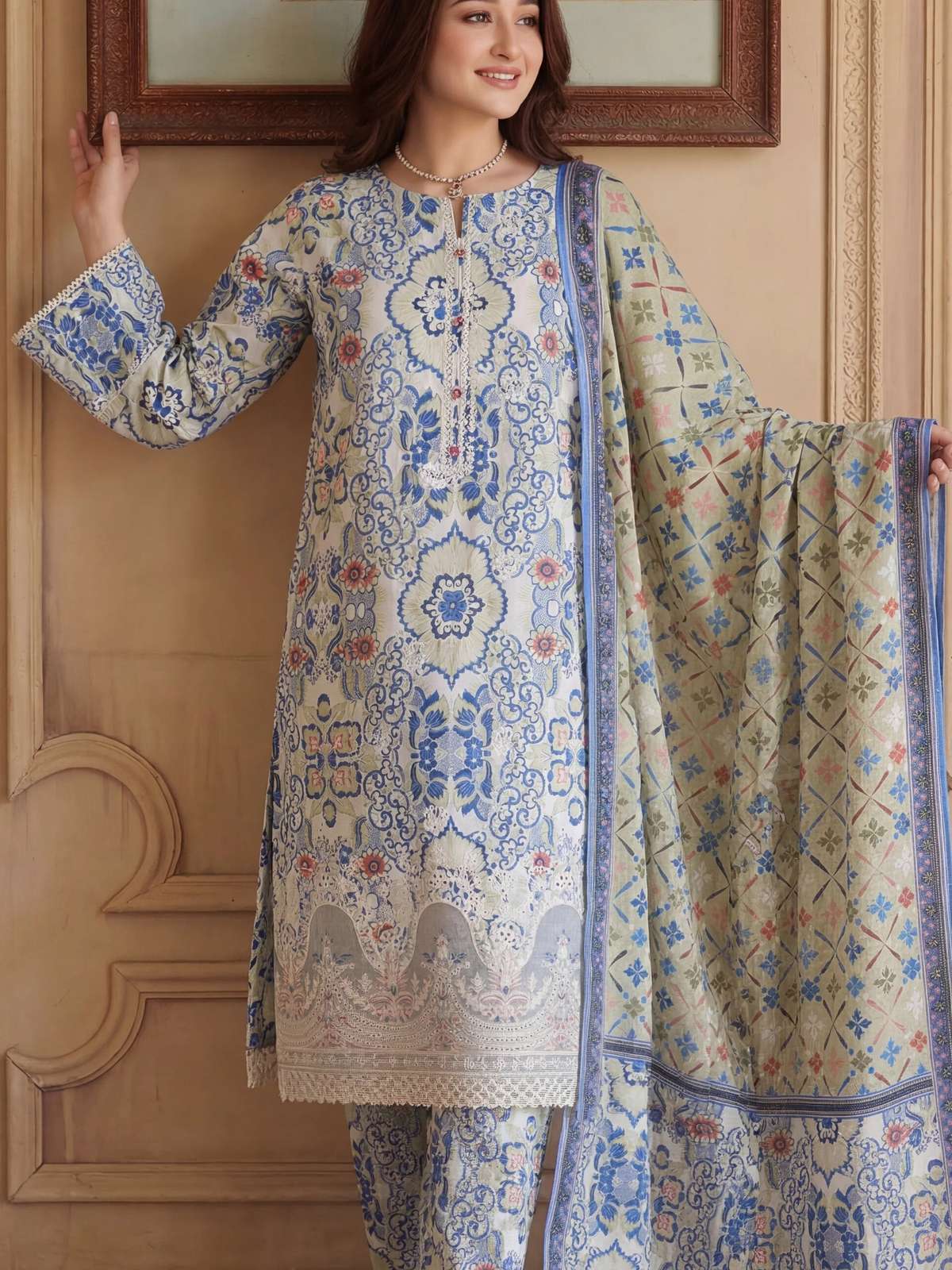 MAHAY - Festive Lawn Print Embroidered Collection | Dressline Main image