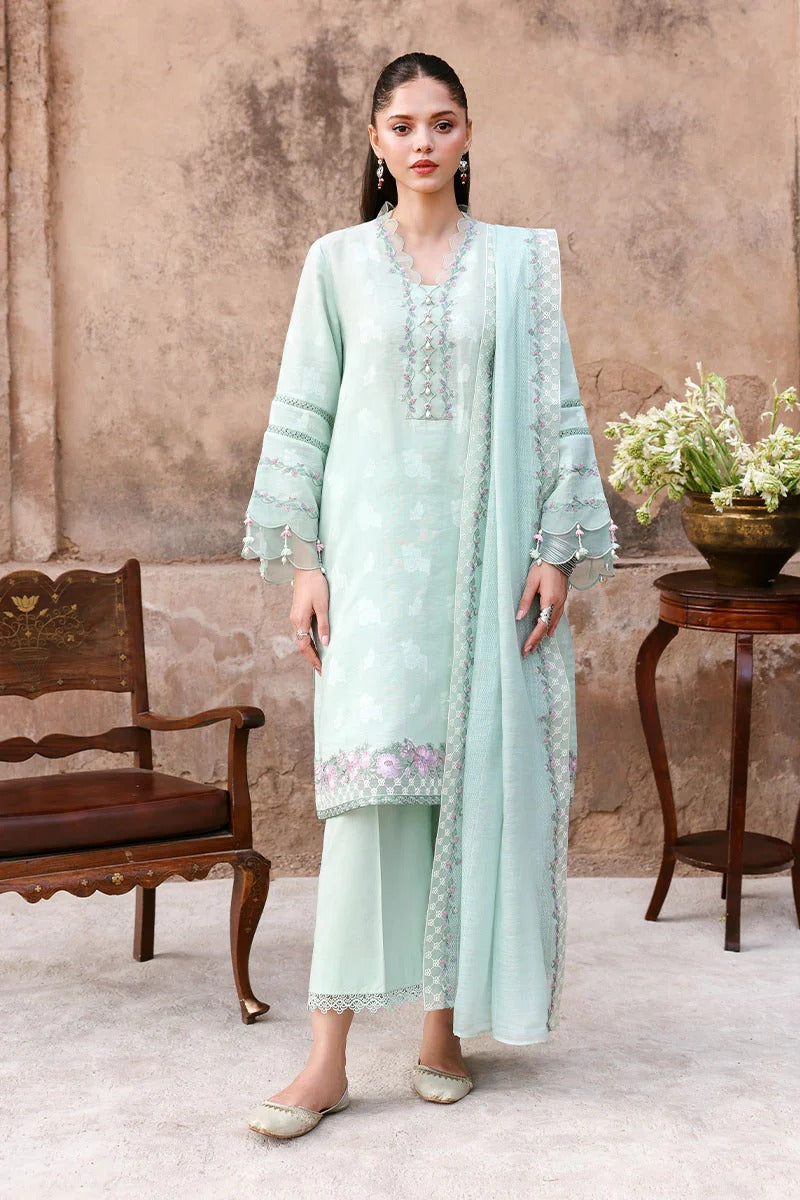 MISTY MINT-3PC EMBROIDERED LAWN SUIT I EID LAWN '26 I Cross Stitch