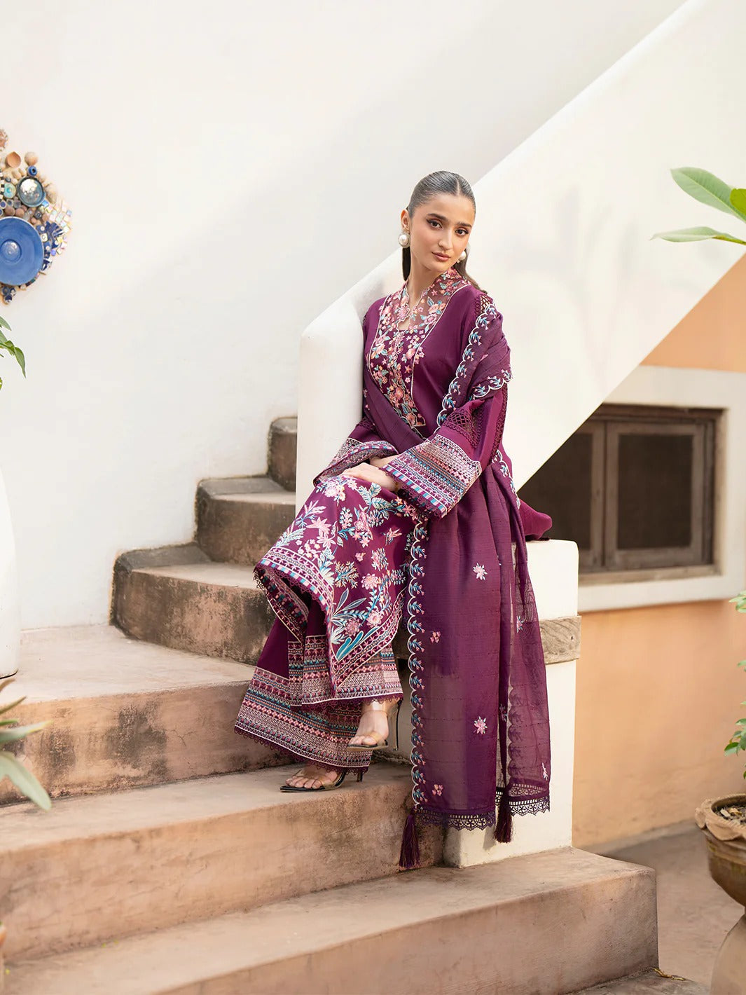AN-008 | 3 PC Lawn I Angan Embroidered Lawn '26 I MAHNUR