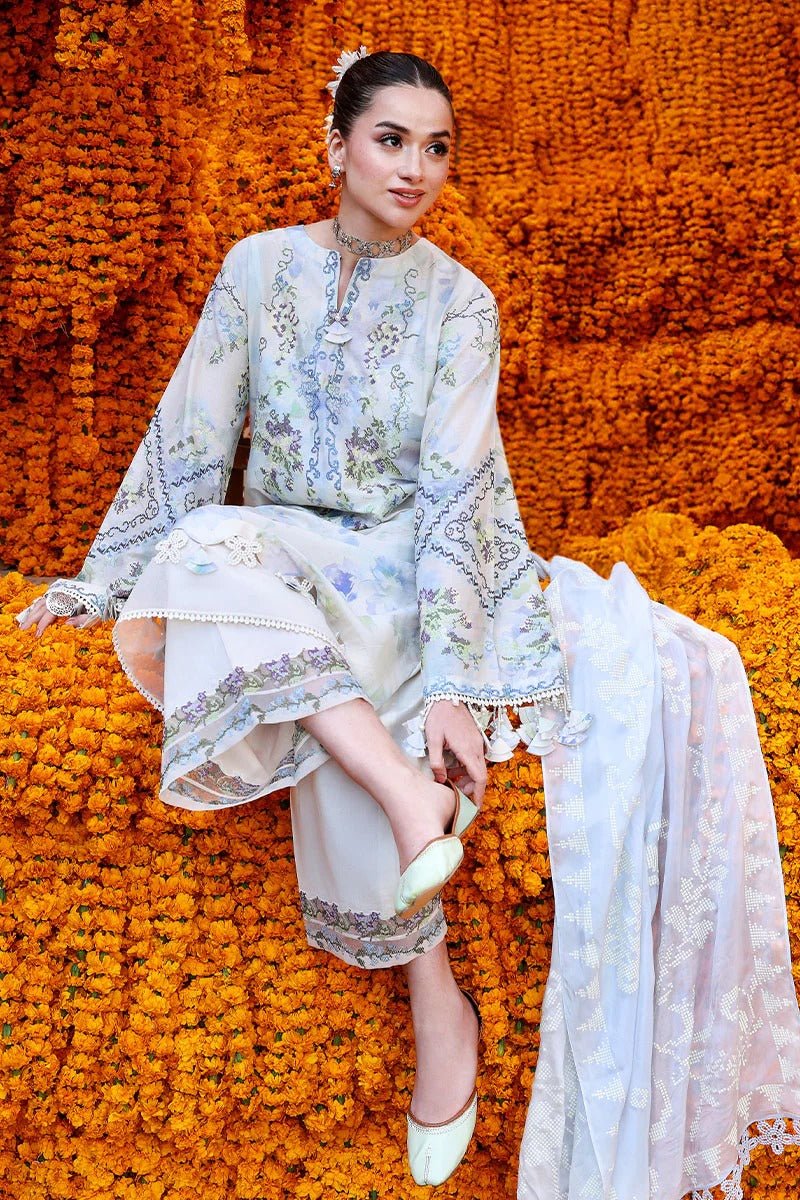 LILAC WHISPER-3PC PRINTED & EMBROIDERED LAWN SUIT | Cross Stitch - Portia Fabrics
