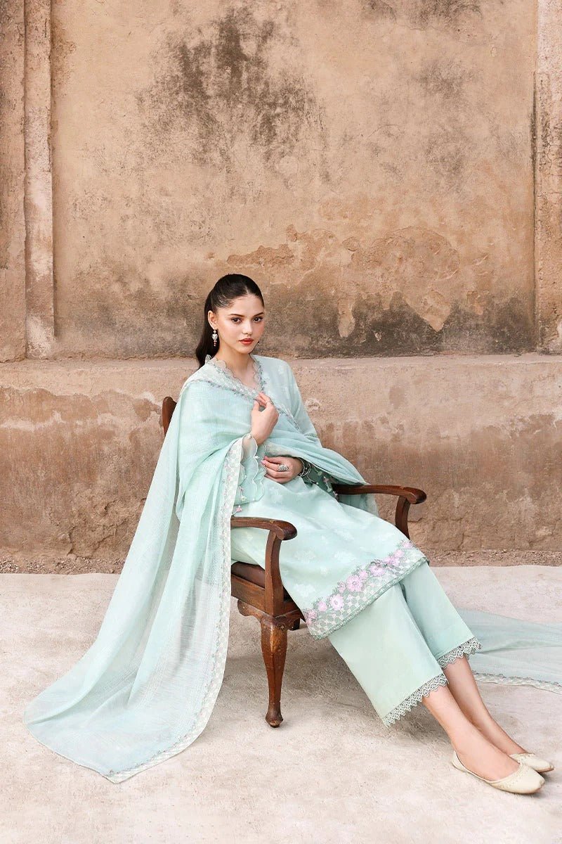 MISTY MINT-3PC EMBROIDERED LAWN SUIT | Cross Stitch Secondary image