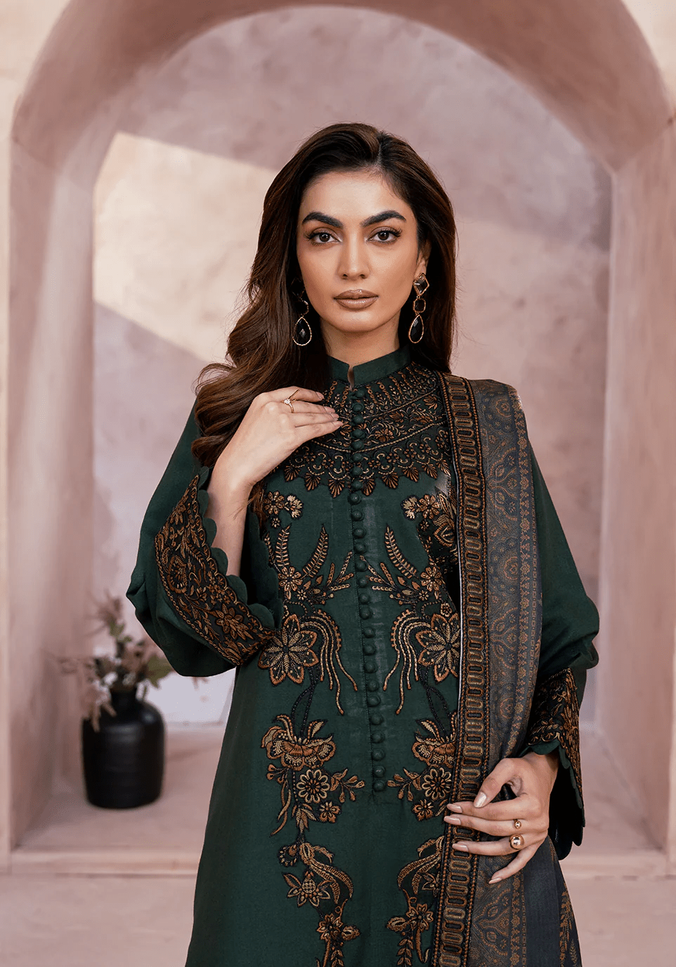 MOSS POISE I The Winter Edt- Luxe Pret '25 I Zarqash - Portia Fabrics