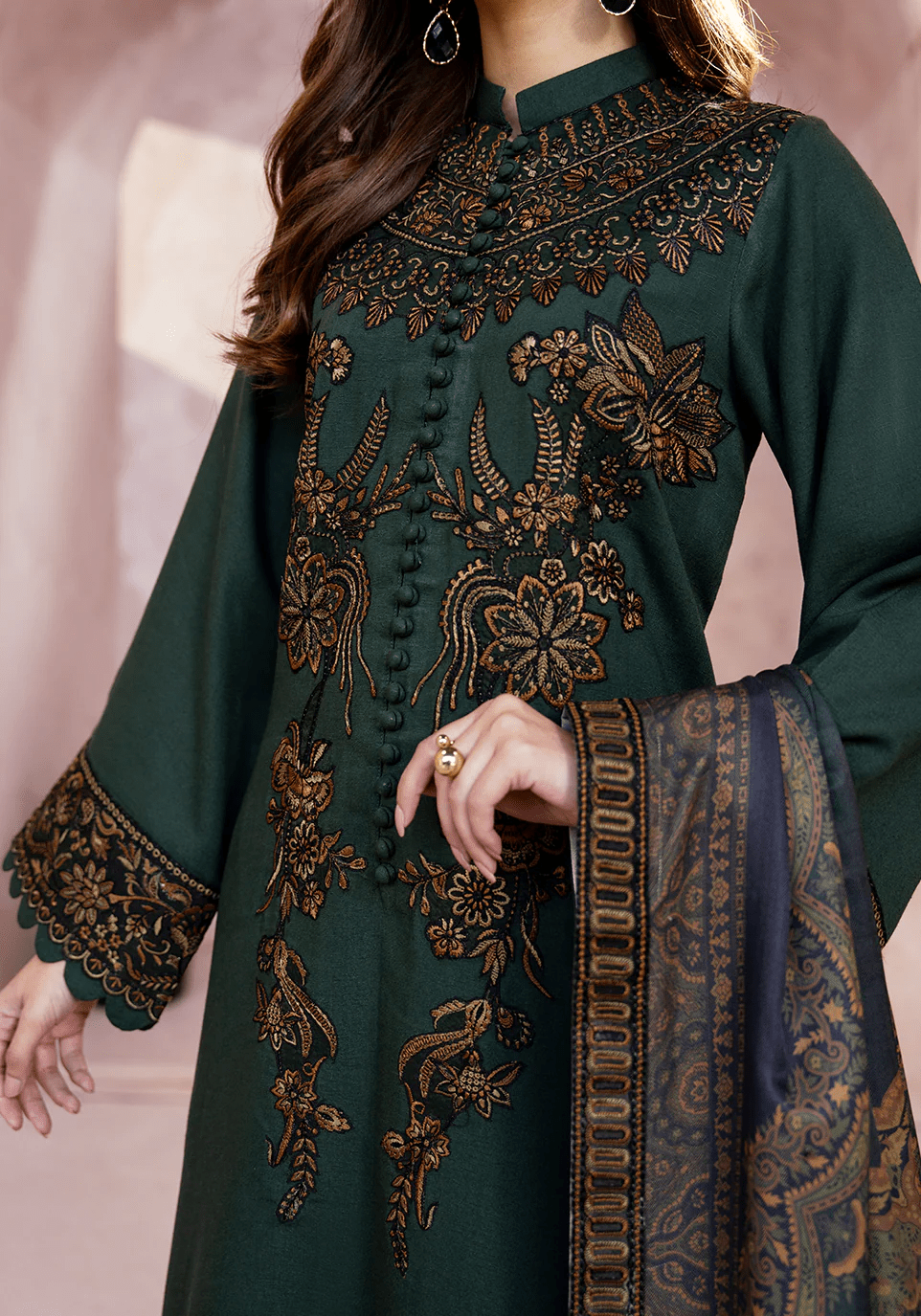 MOSS POISE I The Winter Edt- Luxe Pret '25 I Zarqash - Portia Fabrics