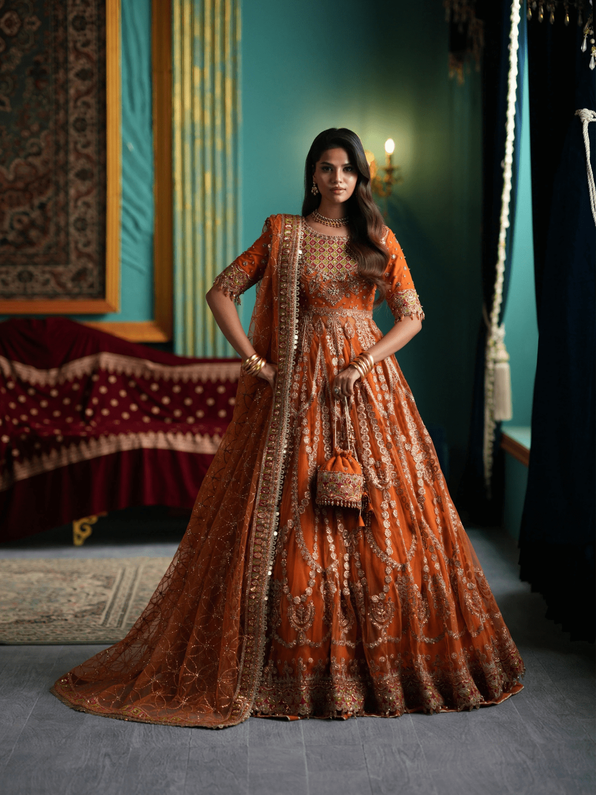 NARANJI-D1 | Afsaanah Vol-II | Zevk - Portia Fabrics Main image