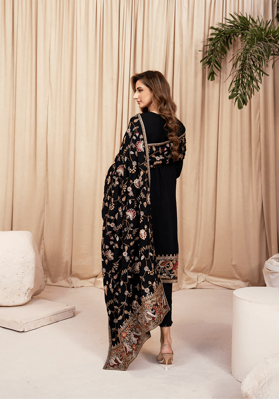 NOIR BLOOM I The Winter Edt- Luxe Pret '25 I Zarqash - Portia Fabrics