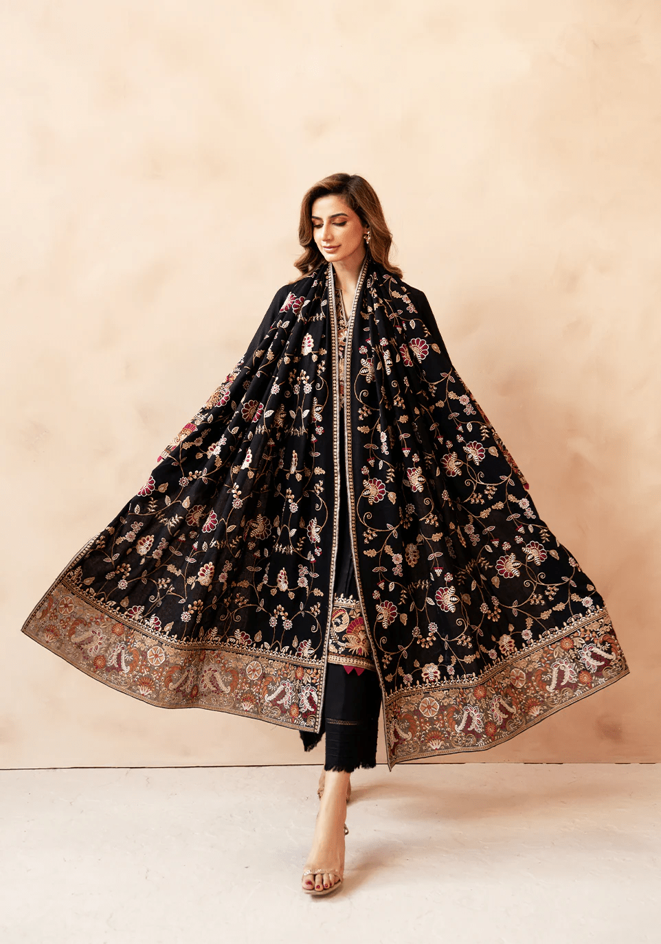 NOIR BLOOM I The Winter Edt- Luxe Pret '25 I Zarqash - Portia Fabrics