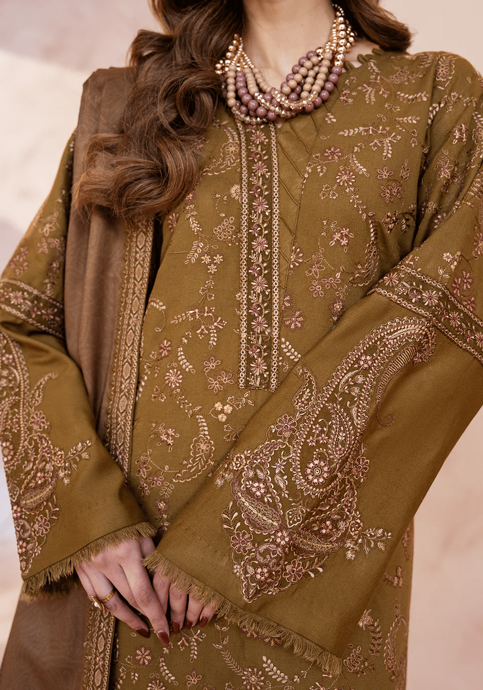 OLIVE REVERIE I The Winter Edt- Luxe Pret '25 I Zarqash - Portia Fabrics