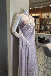 PF02 Soft Lilac | Saree Portia | Portia Fabrics - Portia Fabrics