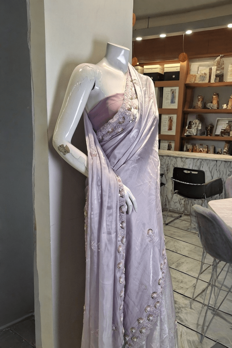 PF02 Soft Lilac | Saree Portia | Portia Fabrics - Portia Fabrics