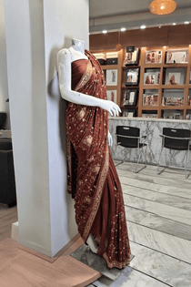 PF03 Rust Brown | Saree Portia | Portia Fabrics - Portia Fabrics