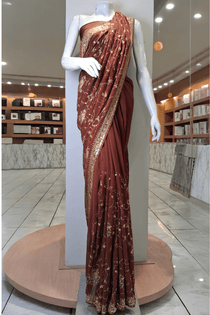 PF03 Rust Brown | Saree Portia | Portia Fabrics - Portia Fabrics