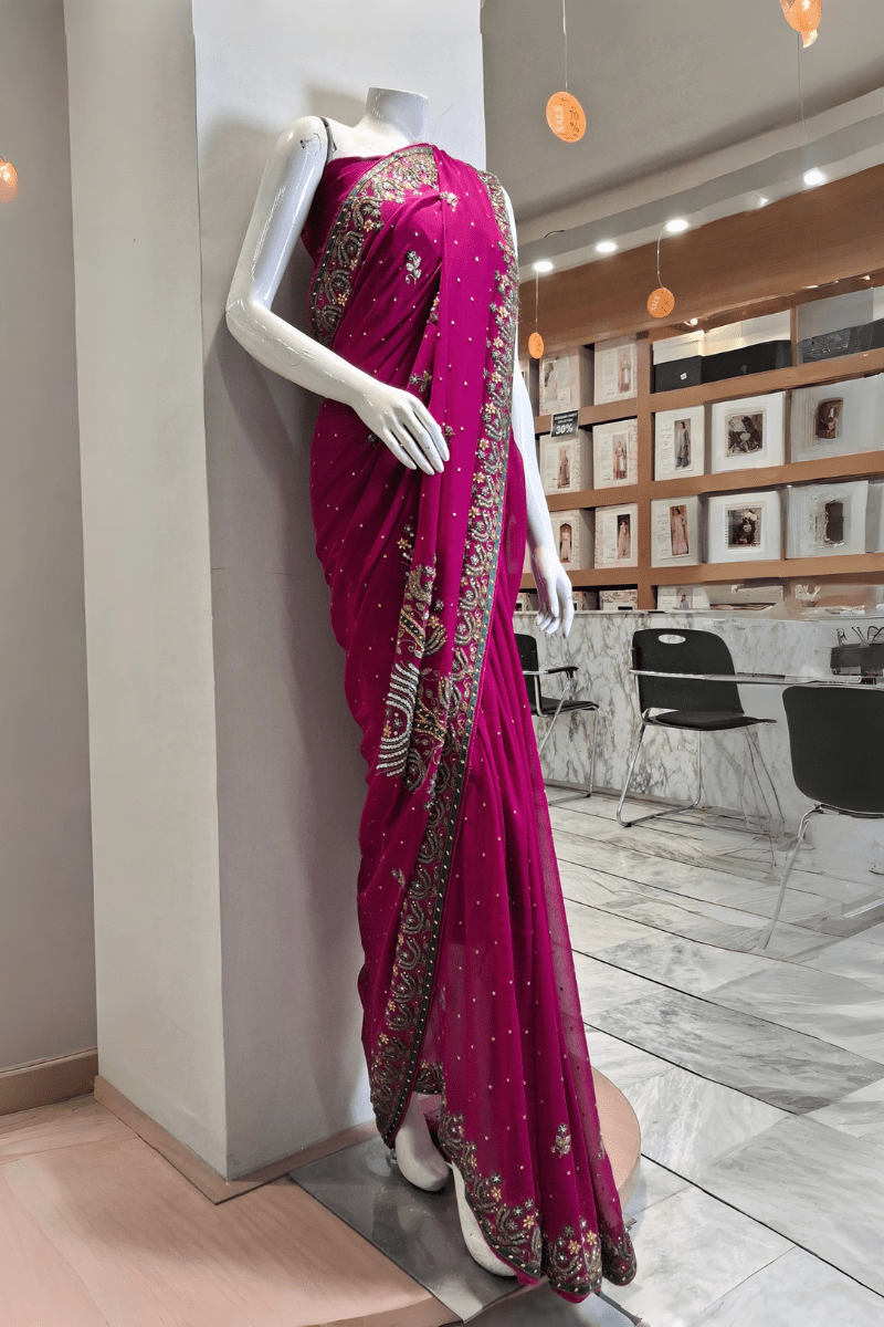 PF04 Rani Pink | Saree Portia | Portia Fabrics - Portia Fabrics