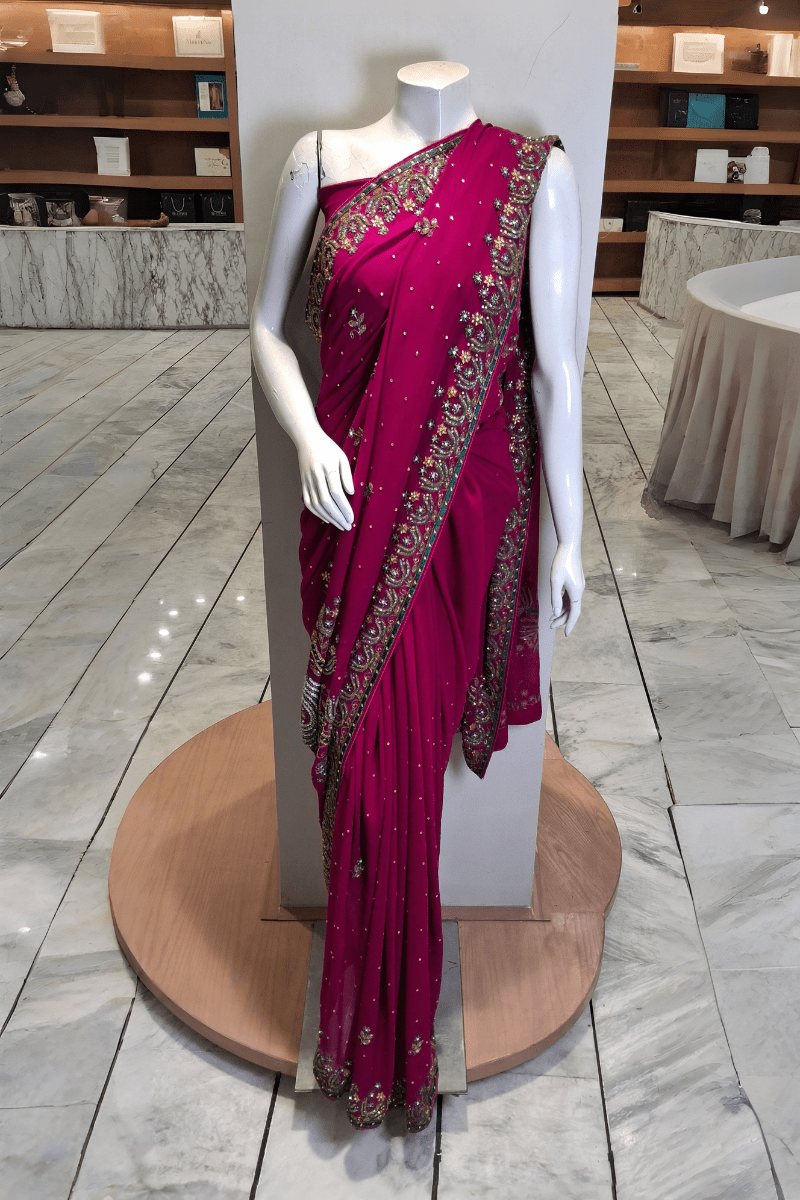 PF04 Rani Pink | Saree Portia | Portia Fabrics - Portia Fabrics Main image