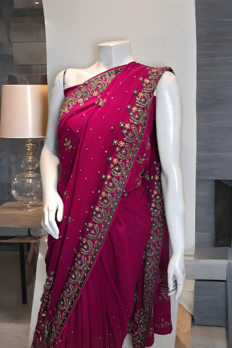 PF04 Rani Pink | Saree Portia | Portia Fabrics - Portia Fabrics