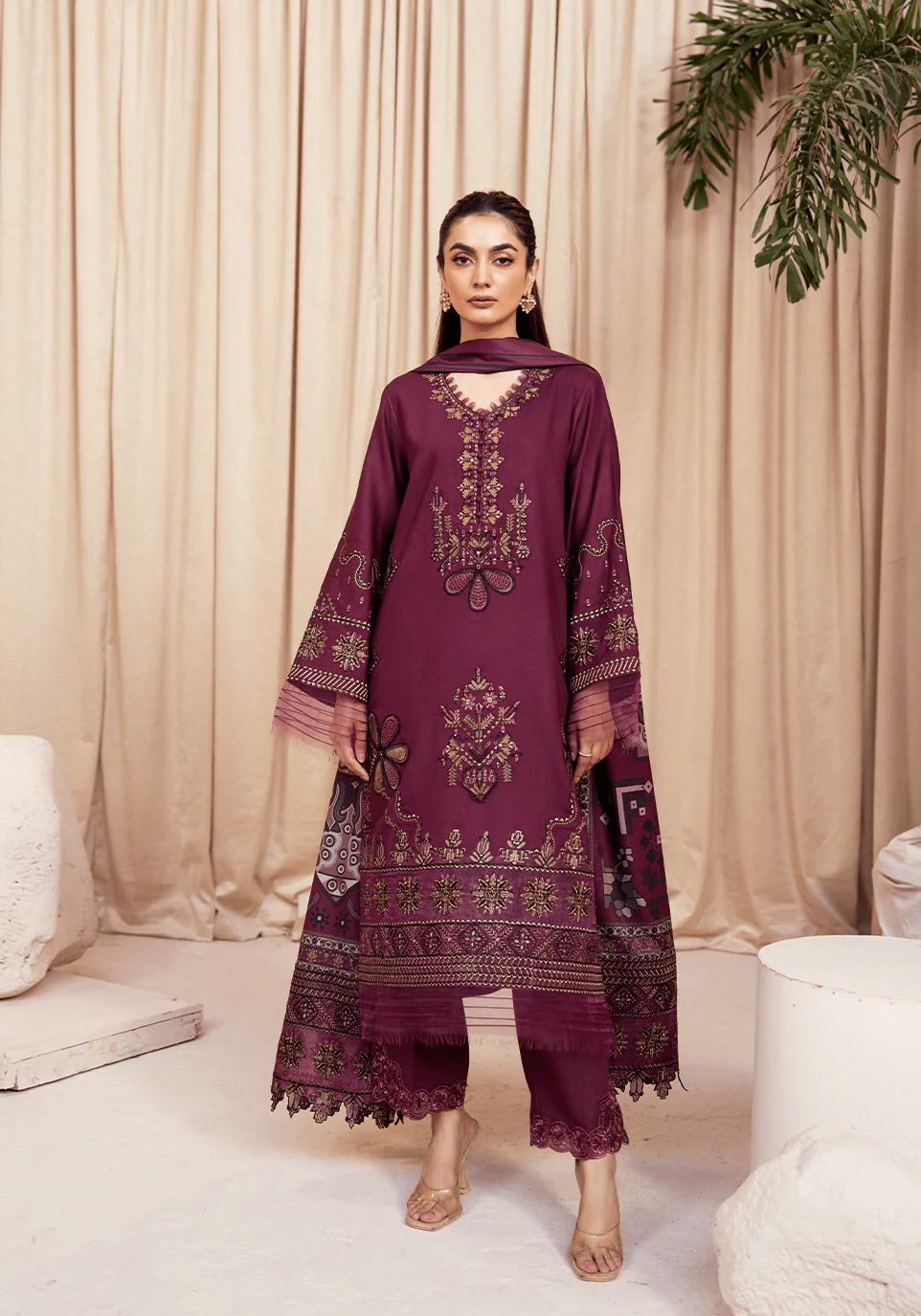 PLUM REVERI I The Winter Edt- Luxe Pret '25 I Zarqash - Portia Fabrics
