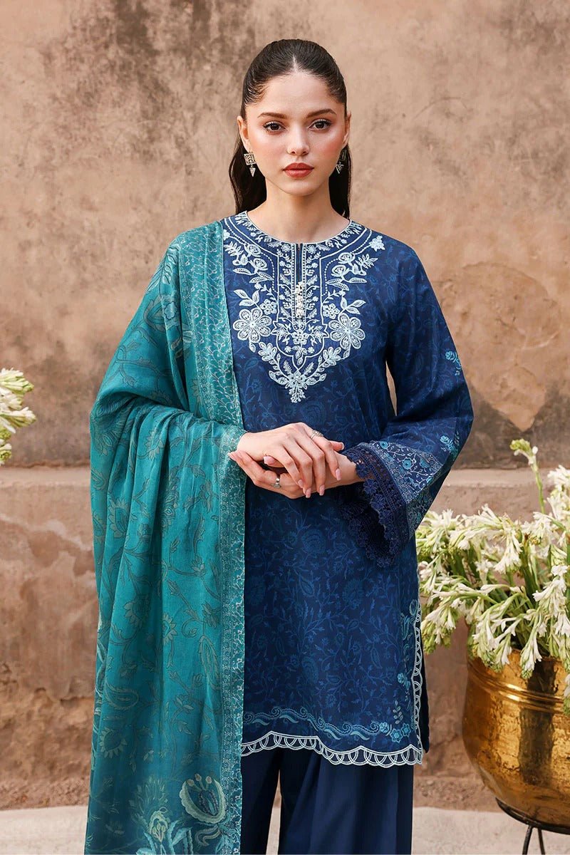 PRUSSIAN WAVES-3PC PRINTED LAWN SUIT | Cross Stitch Secondary image