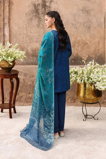 PRUSSIAN WAVES-3PC PRINTED LAWN SUIT | Cross Stitch - Portia Fabrics