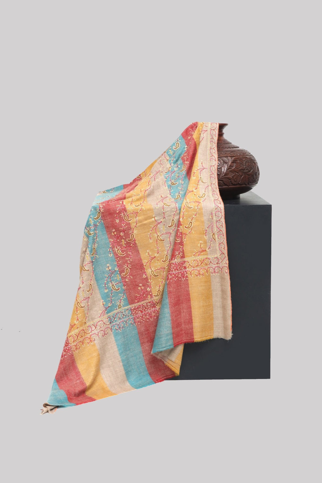 Pure Pashmina Embroidered Shawl - Portia Fabrics