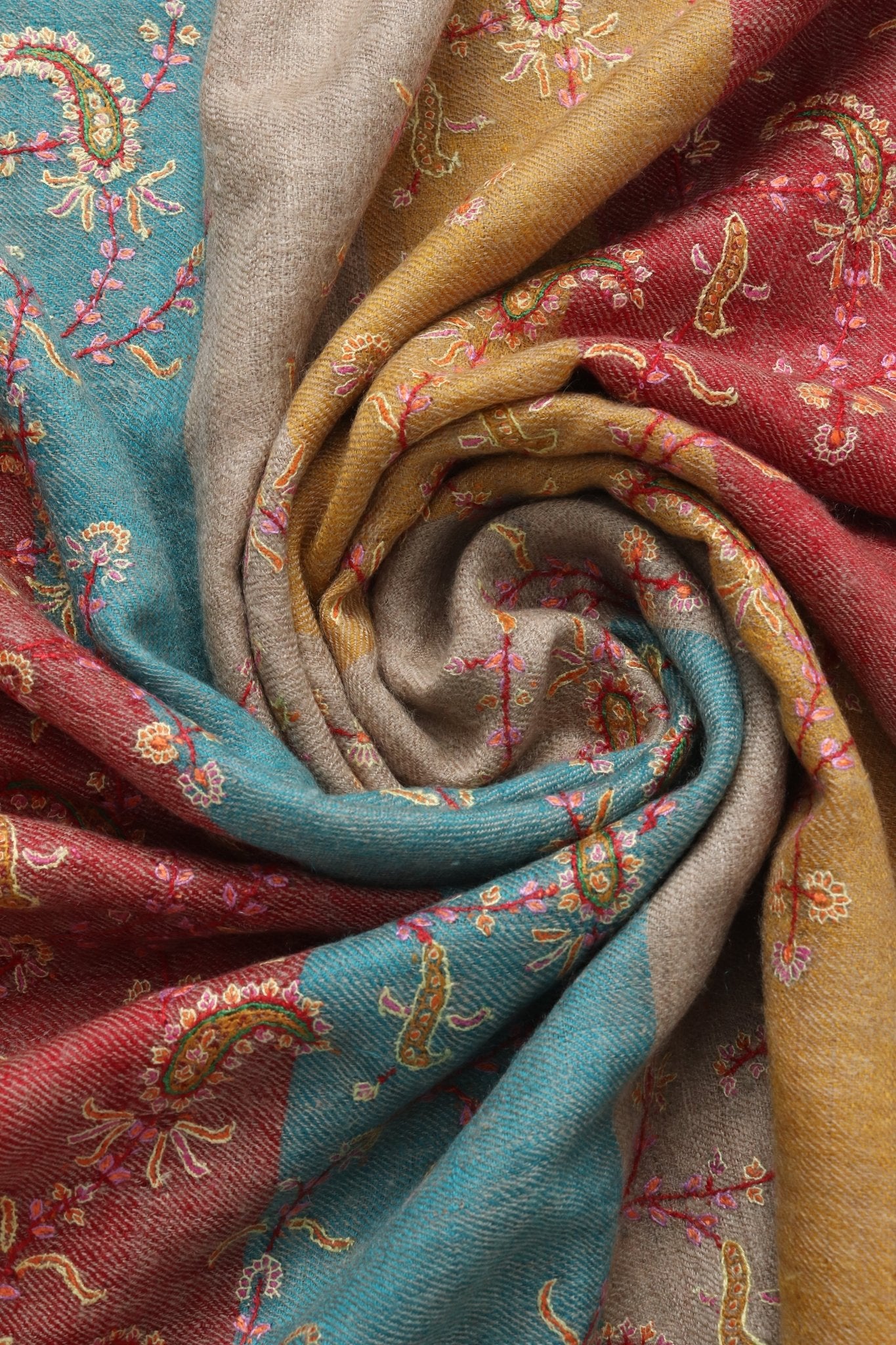 Pure Pashmina Embroidered Shawl - Portia Fabrics