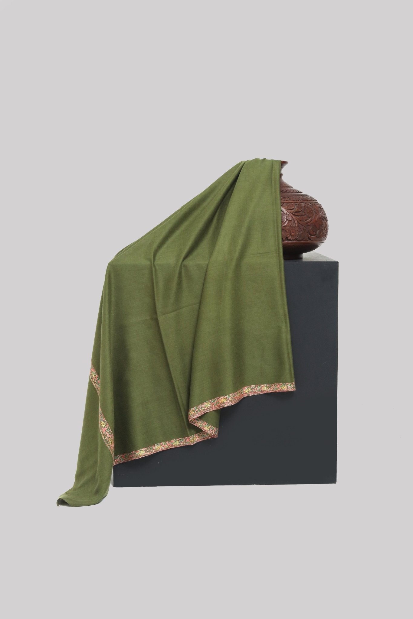 Pure Pashmina Machine Embroidered Shawl - Portia Fabrics