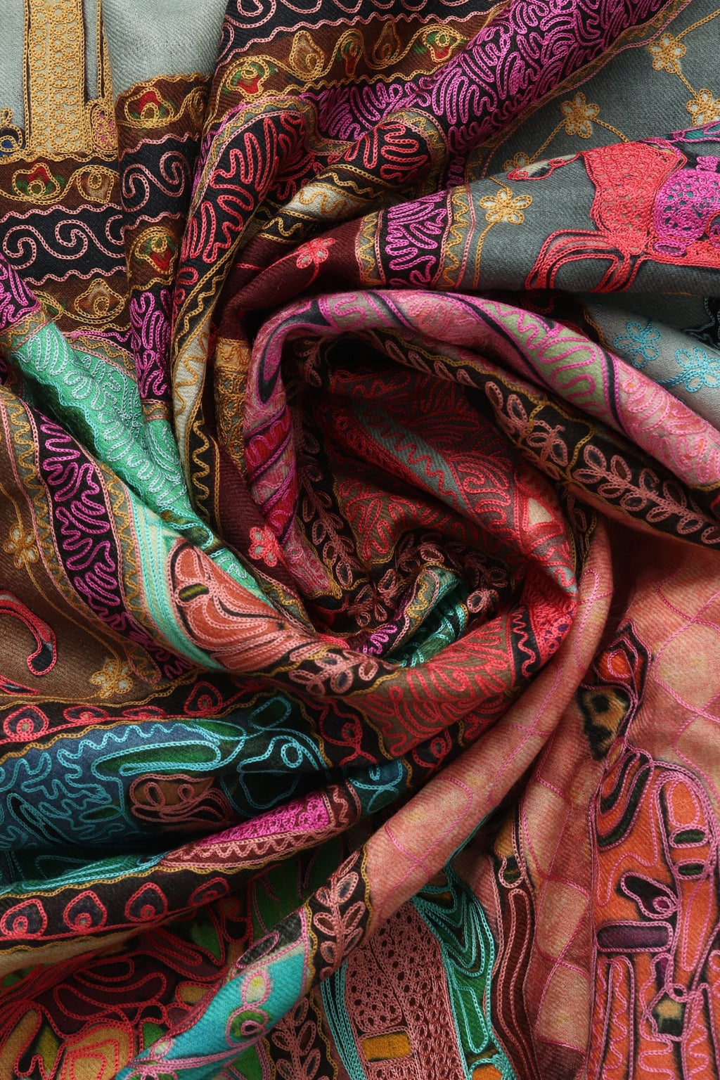 Pure Pashmina Qalamkar Mughalia Shawl - Portia Fabrics