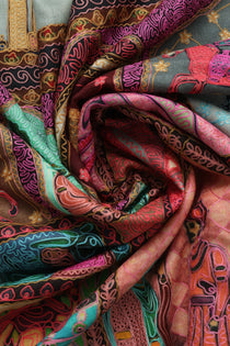 Pure Pashmina Qalamkar Mughalia Shawl - Portia Fabrics