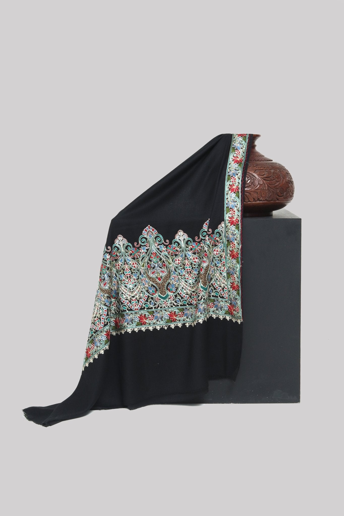 Pure Pashmina Qalamkar Shawl - Portia Fabrics Main image