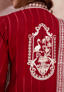 RED WHISPER I The Winter Edt- Luxe Pret '25 I Zarqash - Portia Fabrics
