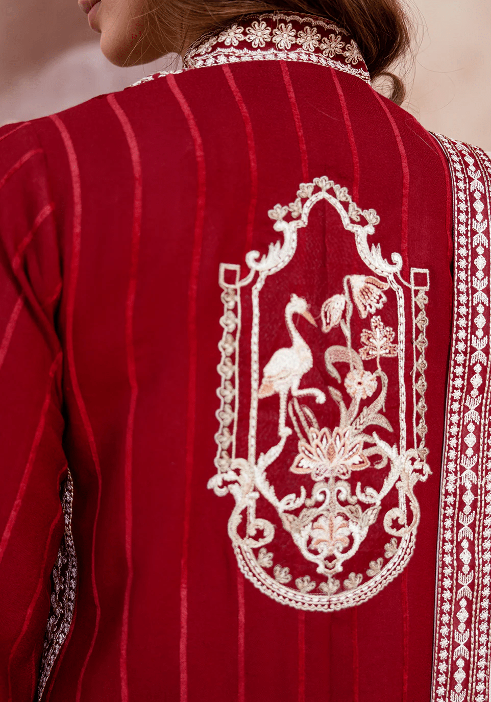 RED WHISPER I The Winter Edt- Luxe Pret '25 I Zarqash - Portia Fabrics