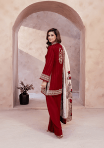 RED WHISPER I The Winter Edt- Luxe Pret '25 I Zarqash - Portia Fabrics