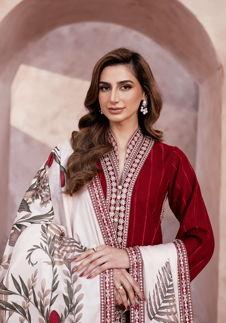 RED WHISPER I The Winter Edt- Luxe Pret '25 I Zarqash - Portia Fabrics