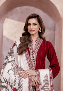 RED WHISPER I The Winter Edt- Luxe Pret '25 I Zarqash - Portia Fabrics