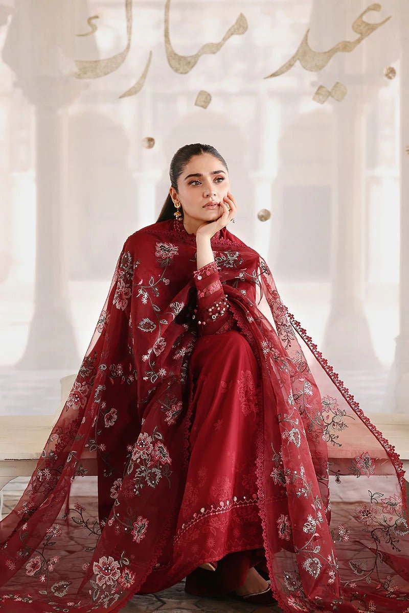 ROUGE FLARE-3PC EMBROIDERED LAWN SUIT | Cross Stitch - Portia Fabrics