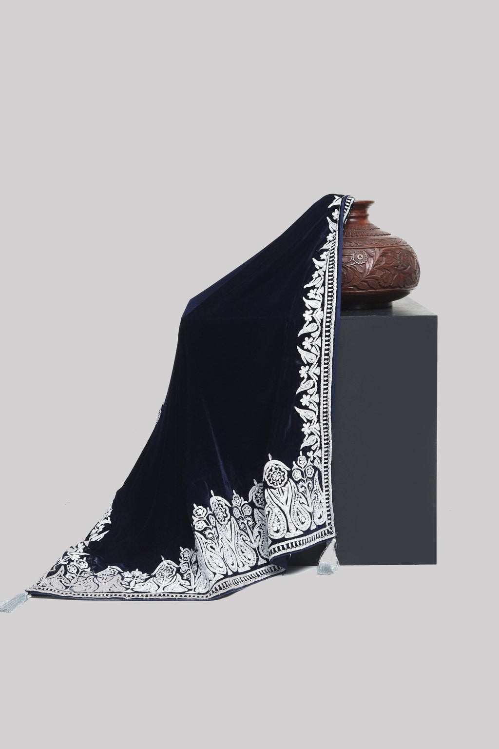 Velvet Dori Work Shawl - Portia Fabrics