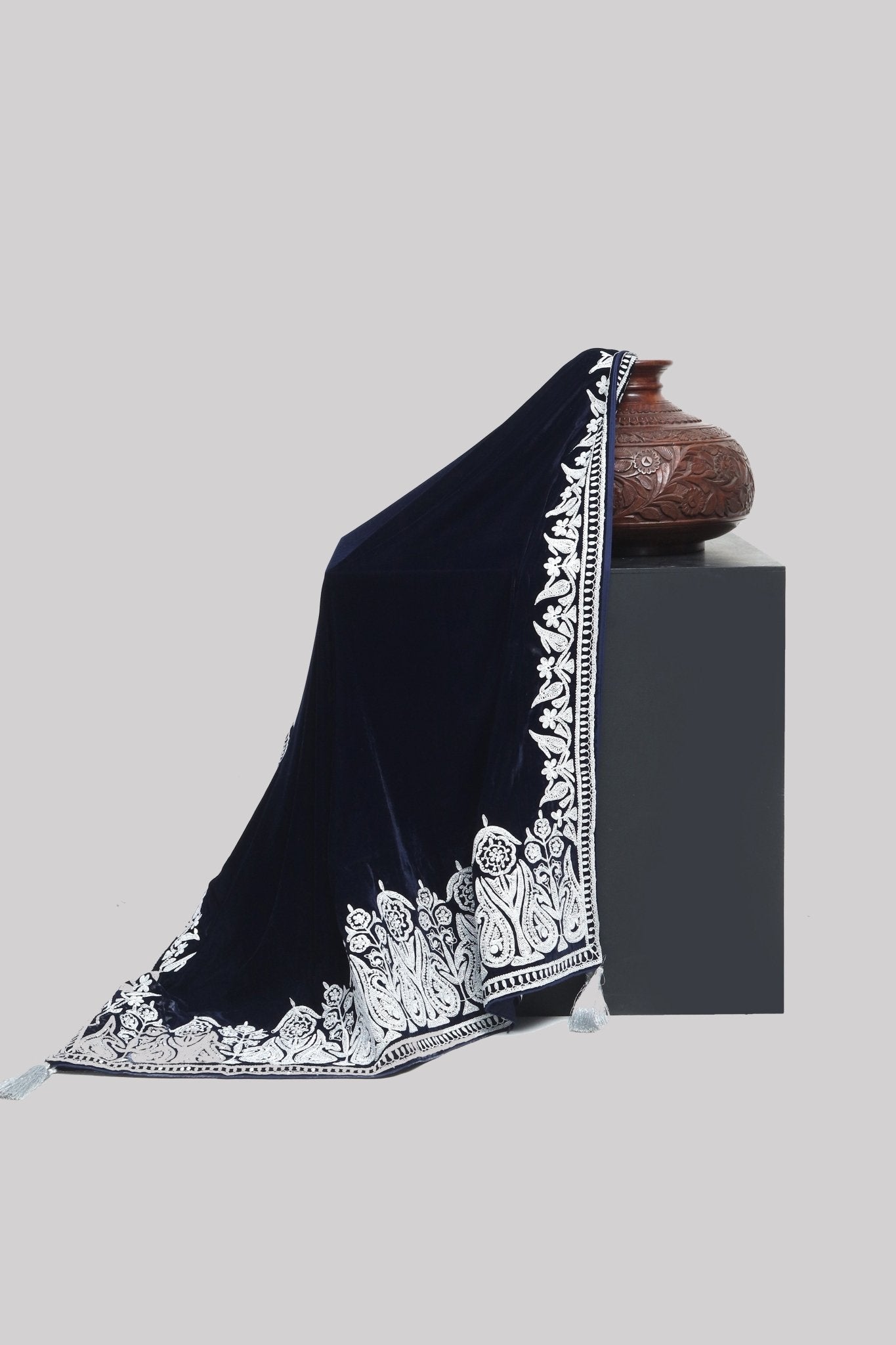 Velvet Dori Work Shawl - Portia Fabrics