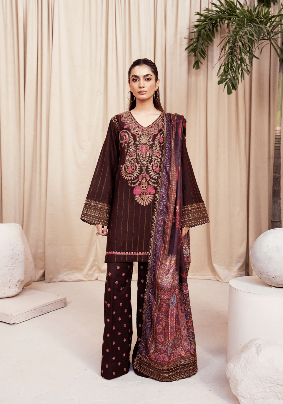 VELVET EMBER I The Winter Edt- Luxe Pret '25 I Zarqash - Portia Fabrics