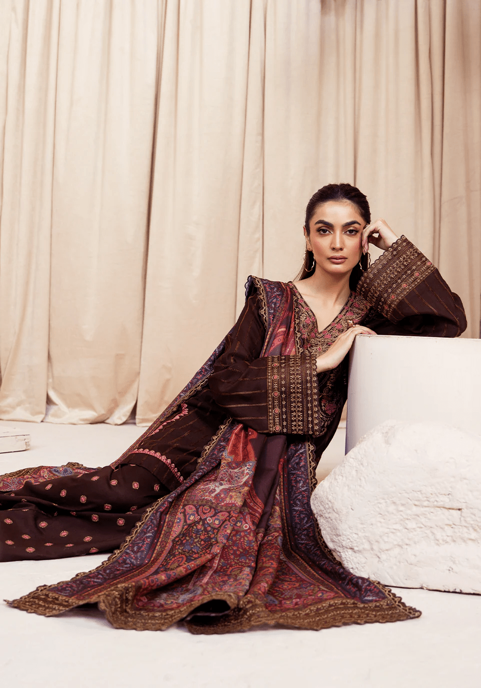VELVET EMBER I The Winter Edt- Luxe Pret '25 I Zarqash - Portia Fabrics