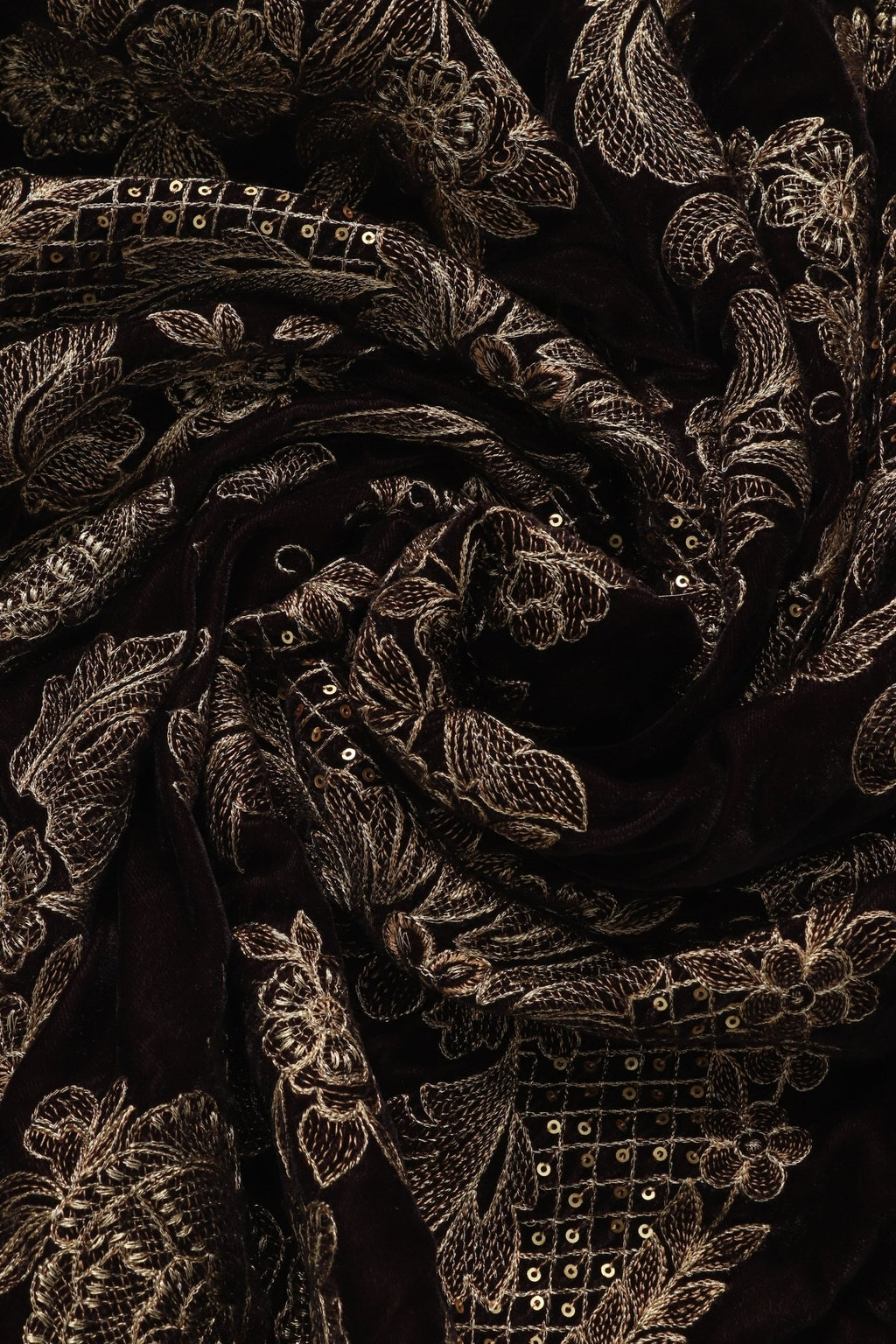 Velvet Embroidered Shawl - Portia Fabrics