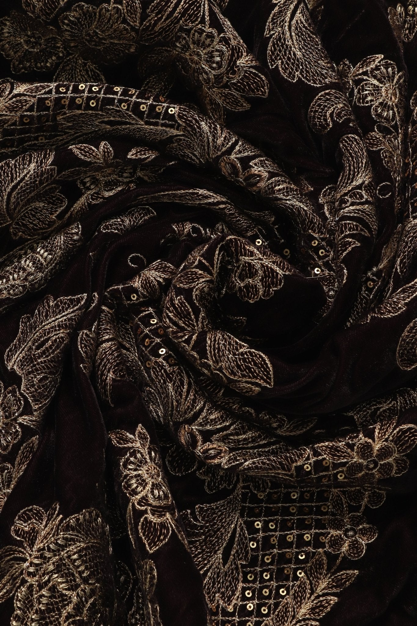 Velvet Embroidered Shawl - Portia Fabrics