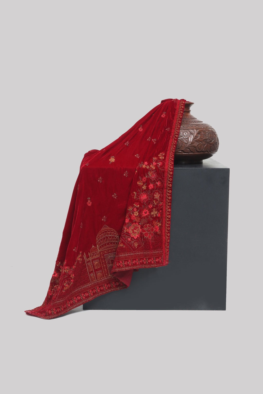 Velvet Embroidered Shawl - Portia Fabrics