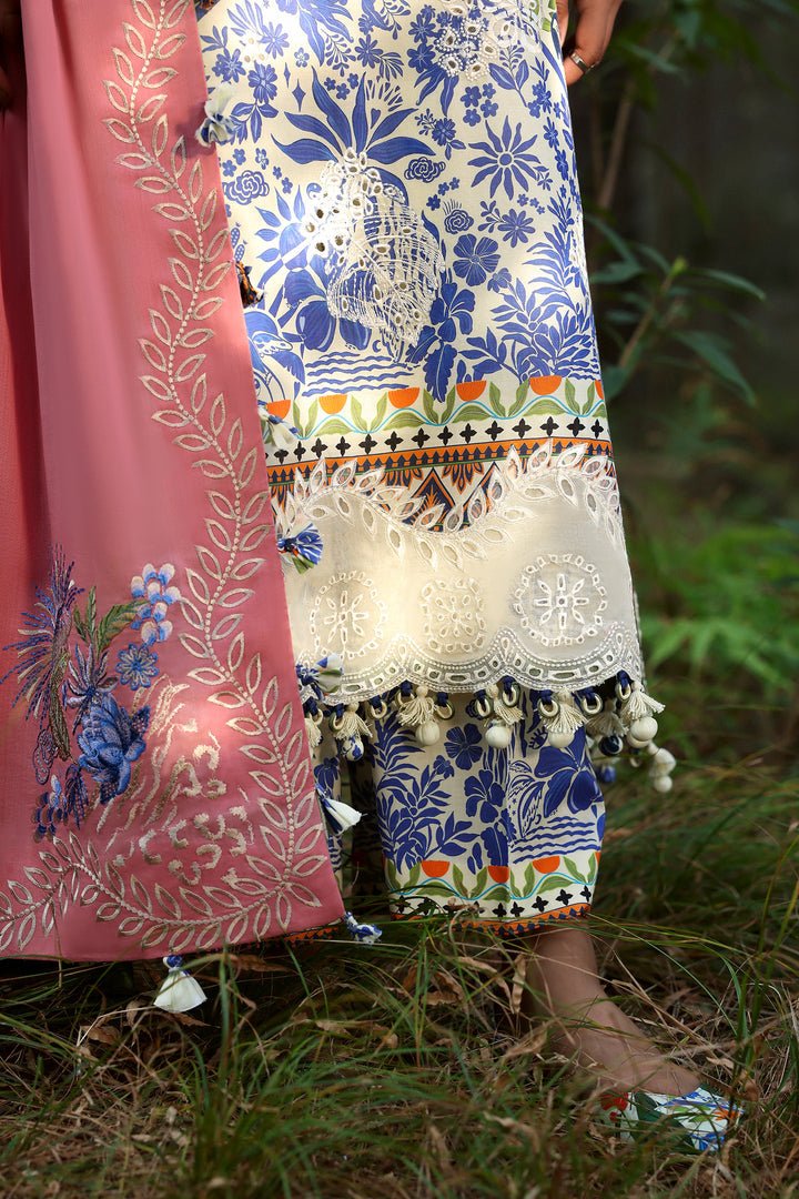WHITE SOLANA (ZL25-03 B) I Lawn '25 I Zaha by Khadija Shah - Portia Fabrics