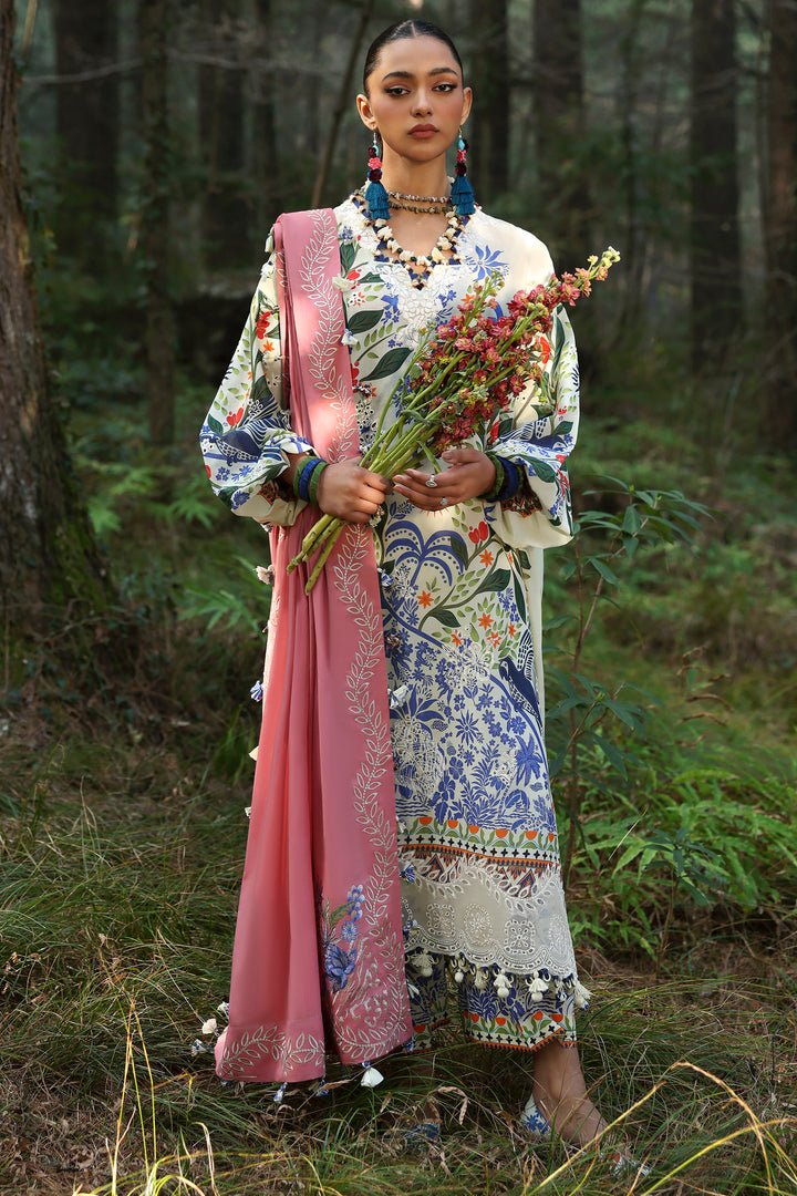 WHITE SOLANA (ZL25-03 B) I Lawn '25 I Zaha by Khadija Shah - Portia Fabrics